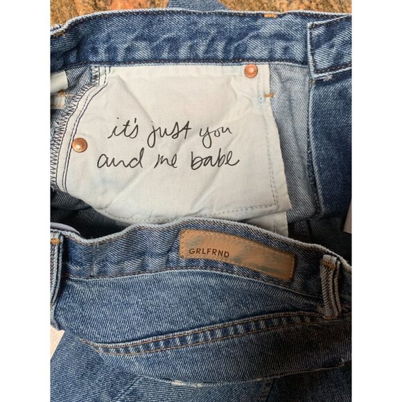 GRLFRND Womens Jeans Crop High Rise Straight Leg Size 28 Blue - Picture 9 of 10
